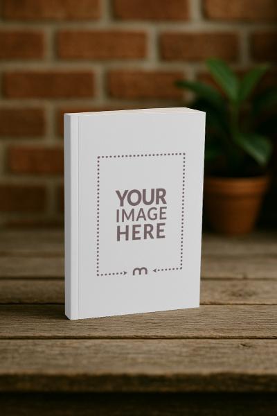Paperback Book Cover Mockup on Wooden Table