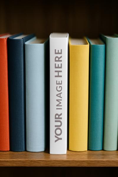 Paperback Book Spine Mockup on Shelf for Libraries