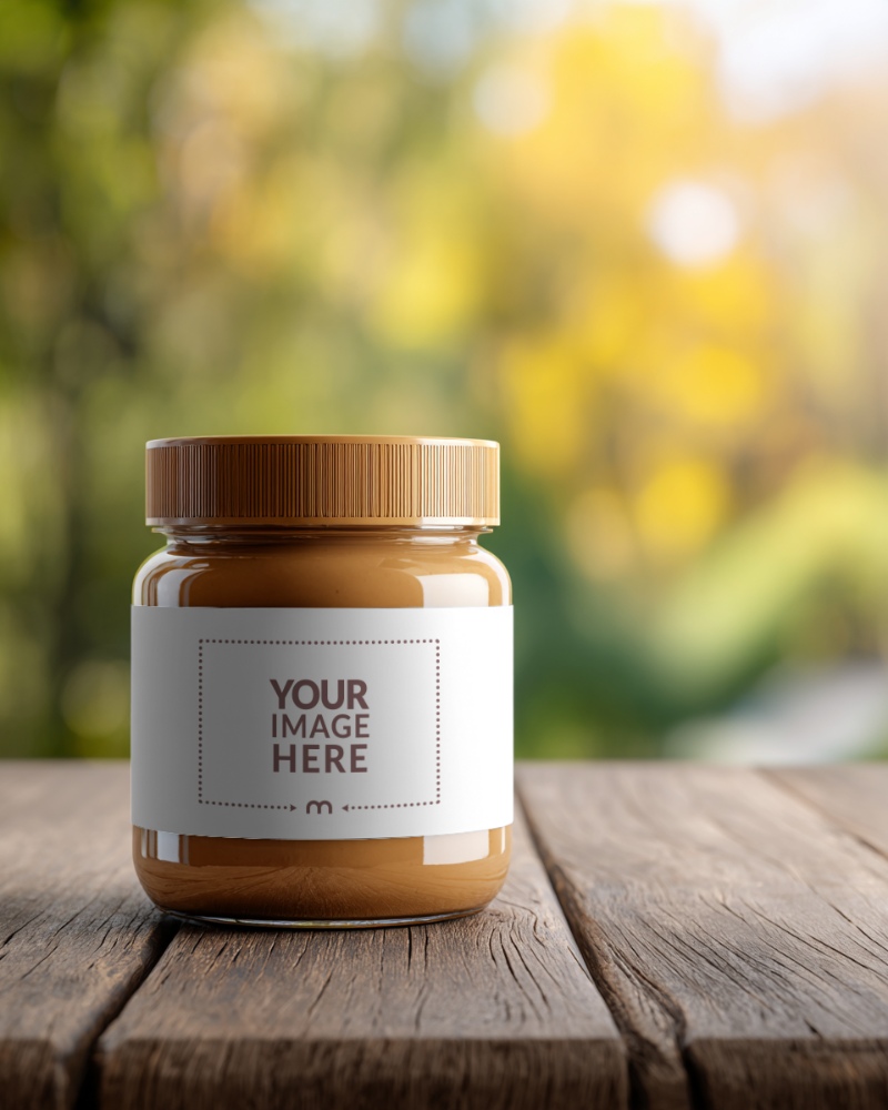 Peanut Butter Jar Label Mockup Outdoor for Artisan Branding preview image