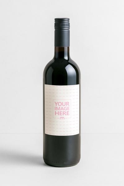 Luxuary Wine Bottle Label Mockup on White Background