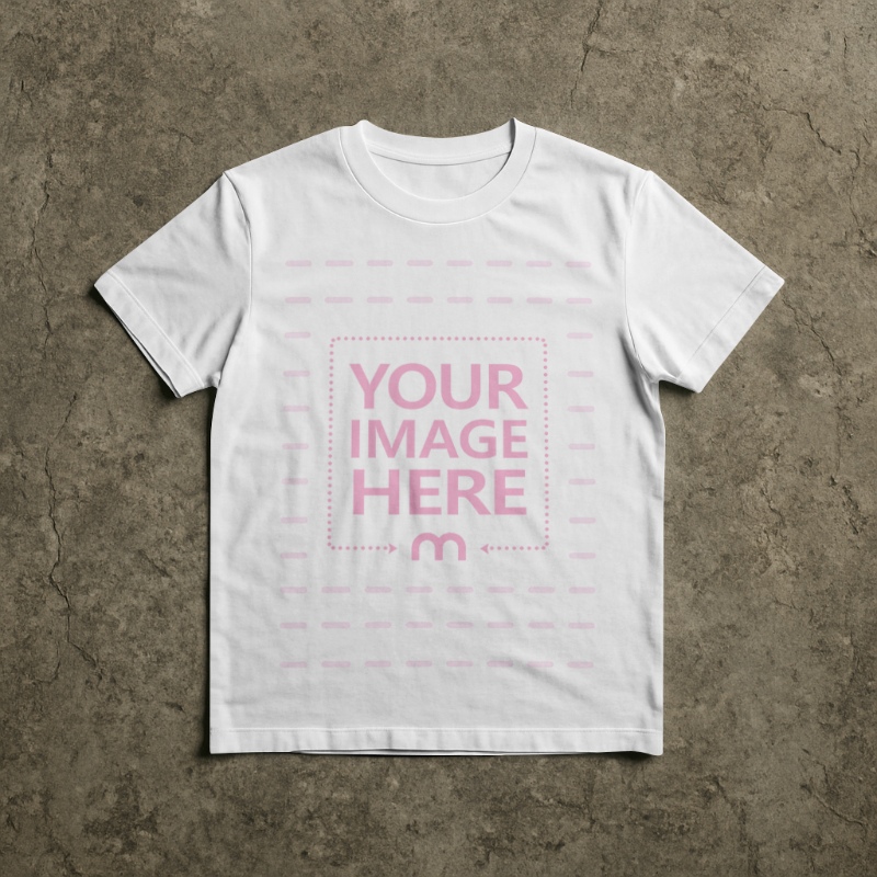 T-Shirt Mockup on Textured Floor Top View preview image
