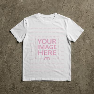 T-Shirt Mockup on Textured Floor Top View