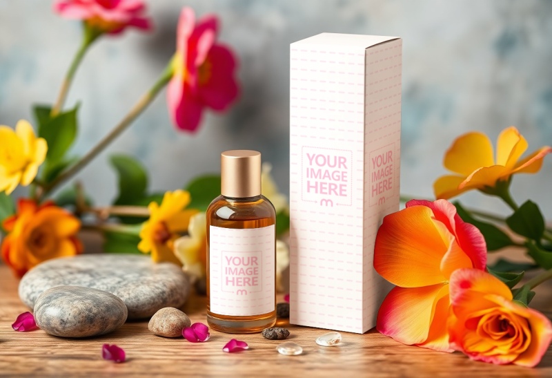Cosmetic Bottle and Box Mockup for Beauty Product Branding preview image