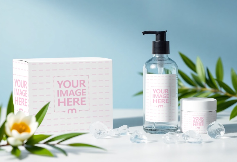 Cosmetics Products Mockup with Cool Aesthetics at Background preview image