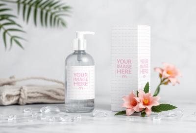 Bottle Label and Box Mockup for Natural Skincare Line