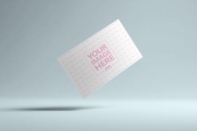 Floating Business Card Mockup on White Background