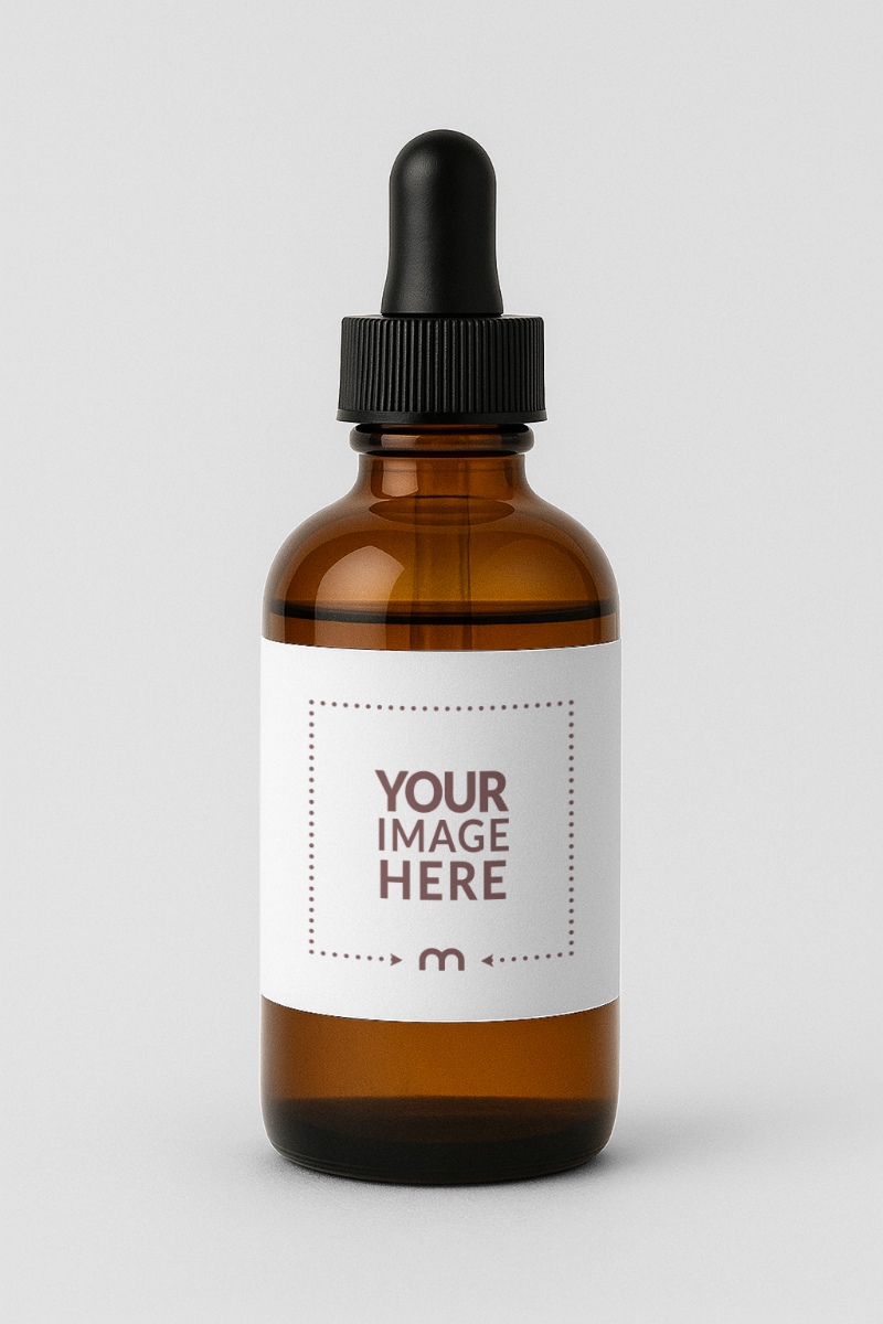 Amber Bottle Label Mockup on Neutral Toned Background preview image