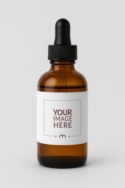 Amber Bottle Label Mockup on Neutral Toned Background