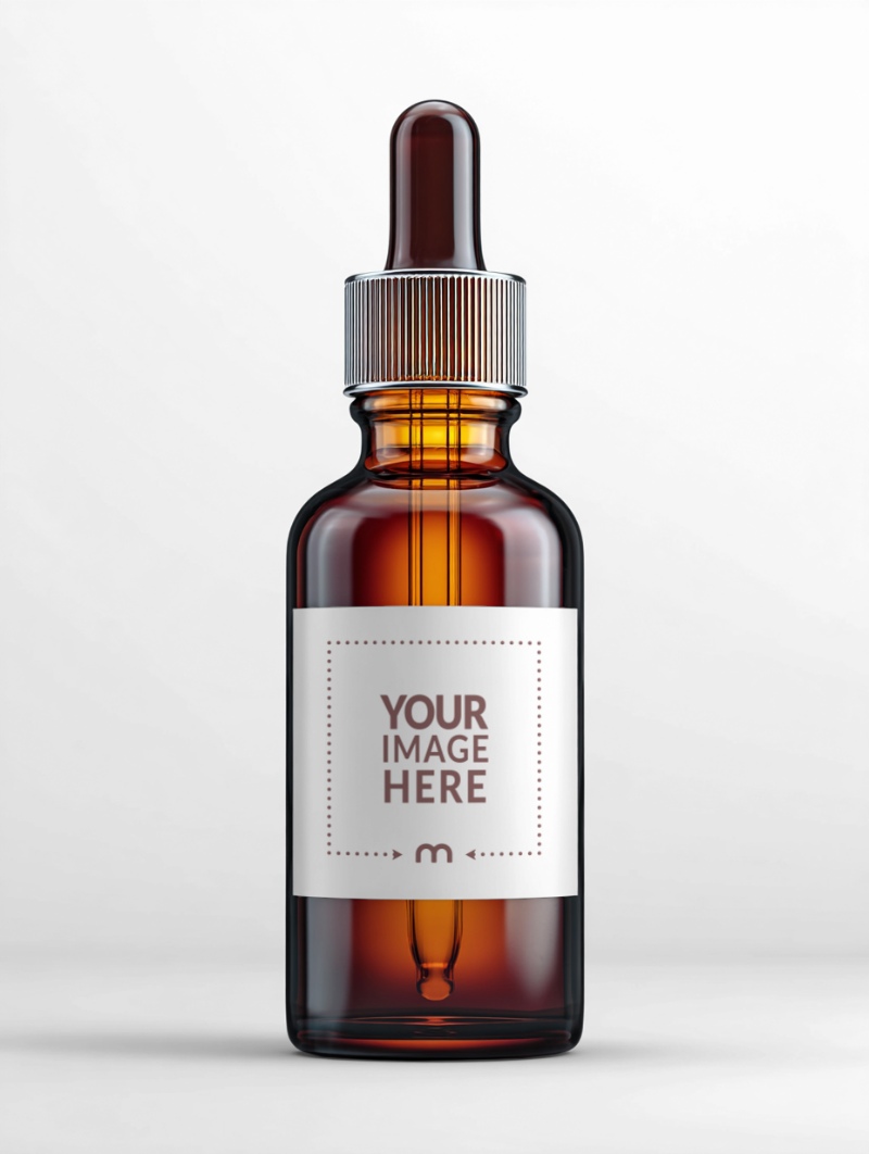 Amber Bottle Label Mockup for Organic Product Branding preview image