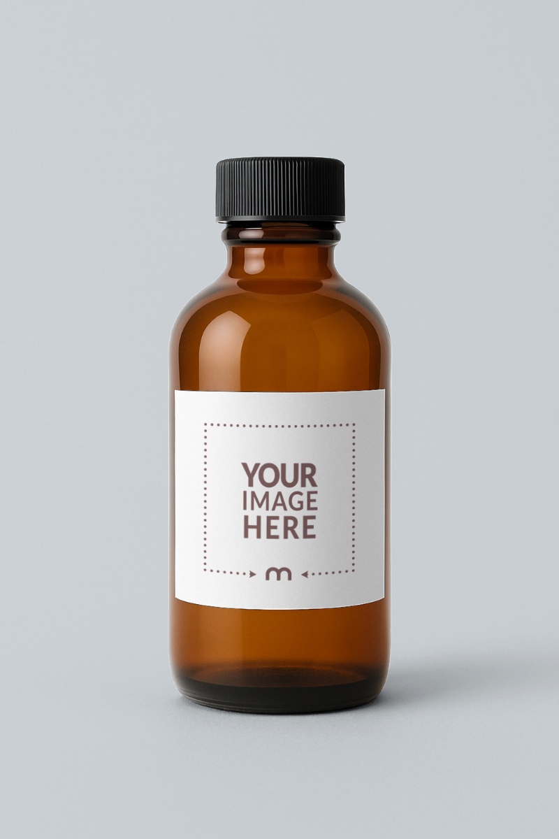 Amber Glass Bottle Label Mockup for Essential Oils preview image