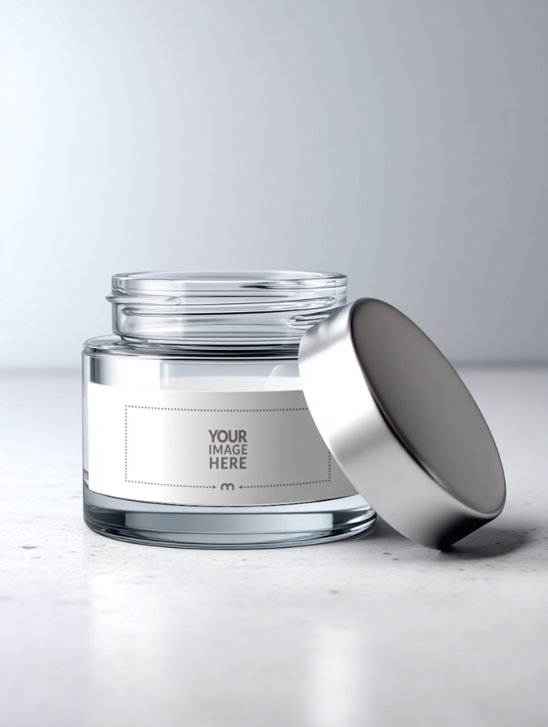Cosmetic Jar Label Mockup on Simple Background for Branding preview image