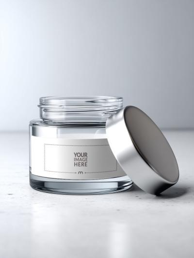Cosmetic Jar Label Mockup on Simple Background for Branding
