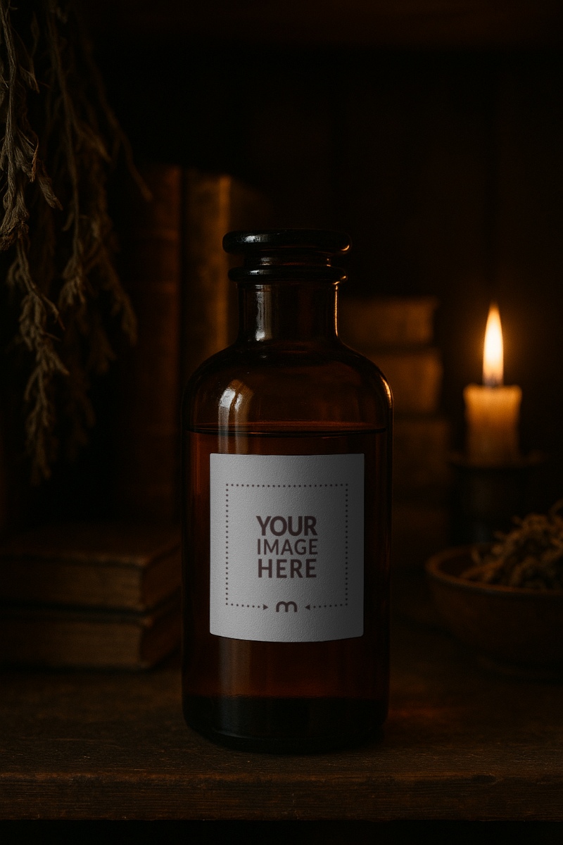 Dropper Bottle Label Mockup on Dark Background for Luxury Branding preview image