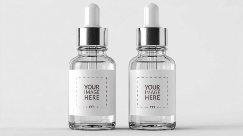 Pair of Dropper Bottle Mockups for Cosmetic Product Line preview image