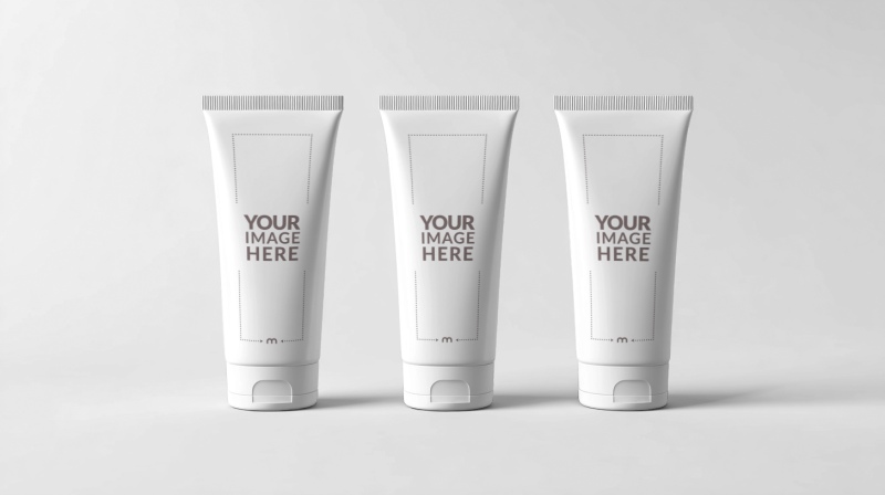Trio of Conditioner Tube Set Mockup for Cosmetics Presentation preview image