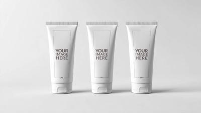 Trio of Conditioner Tube Set Mockup for Cosmetics Presentation