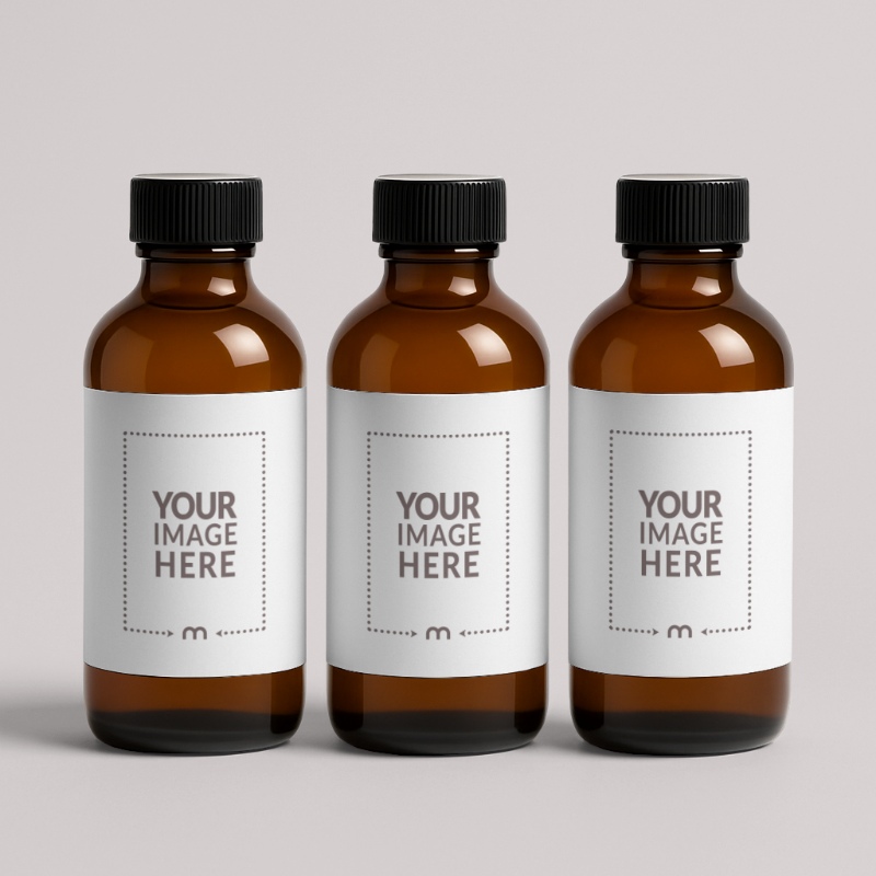 Trio Amber Bottle Label Mockup for Herbal Medicine Branding preview image