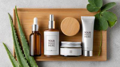 Top View Cosmetics Product Set Mockup for Branding