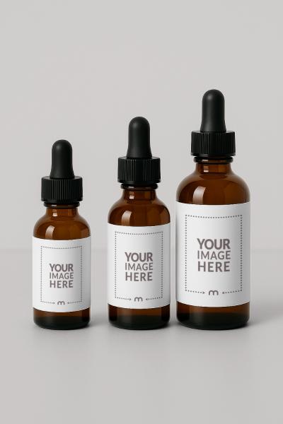 Trio Dropper Bottle Label Mockup for Skincare Product Line