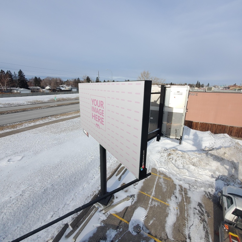 Angled View Billboard Mockup in Snowy Field for Outdoor Advertisings preview image