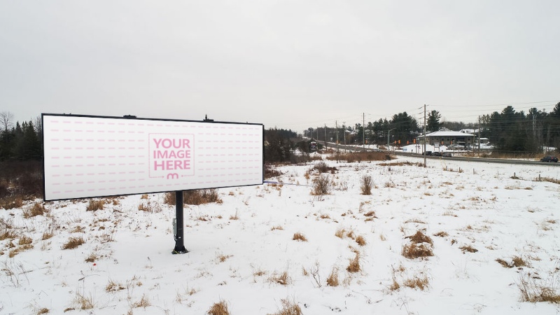 Billboard Mockup in Snowy Area for Seasonal Outdoor Advertising preview image