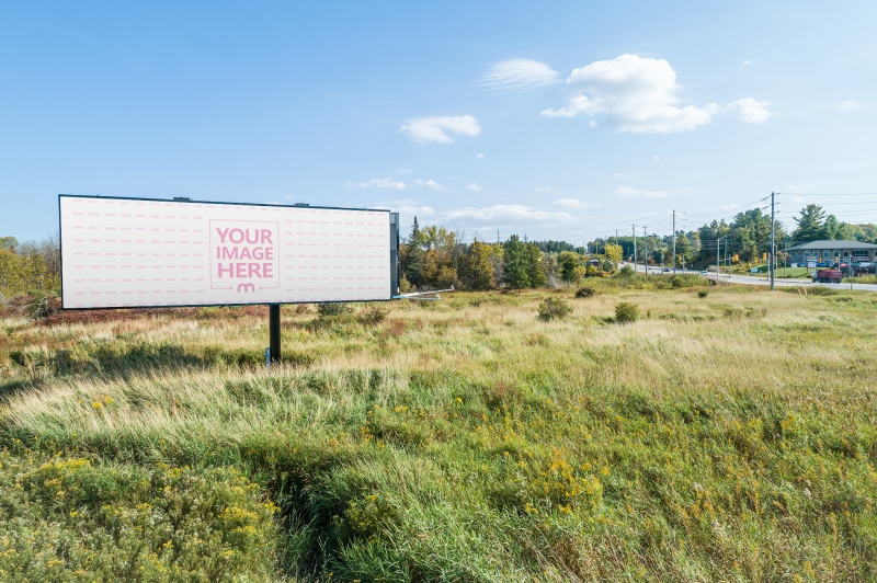 Billboard Mockup on Grass Field for Nature-Themed Advertising preview image