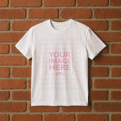 T-Shirt Mockup with Brick Wall Background for Streetwears