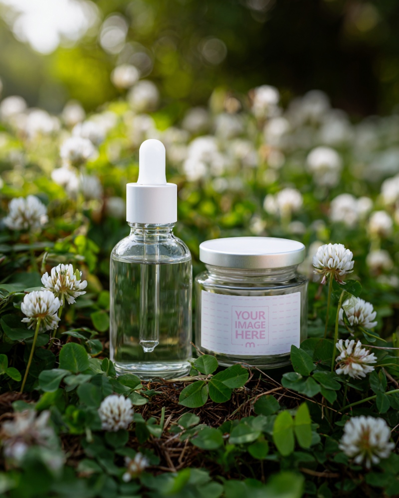Bottle Label Mockup with Nature Background for Organic Products preview image