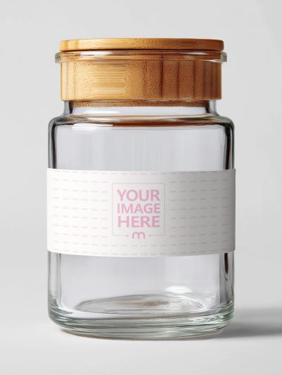 Bottle Mockup with Wooden Cap on White Background