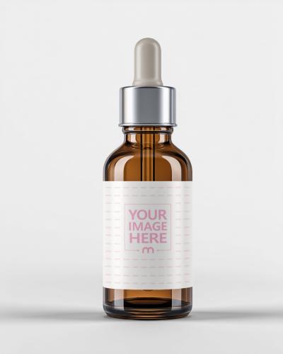 Serum Bottle Mockup on White Background for Skincare Products