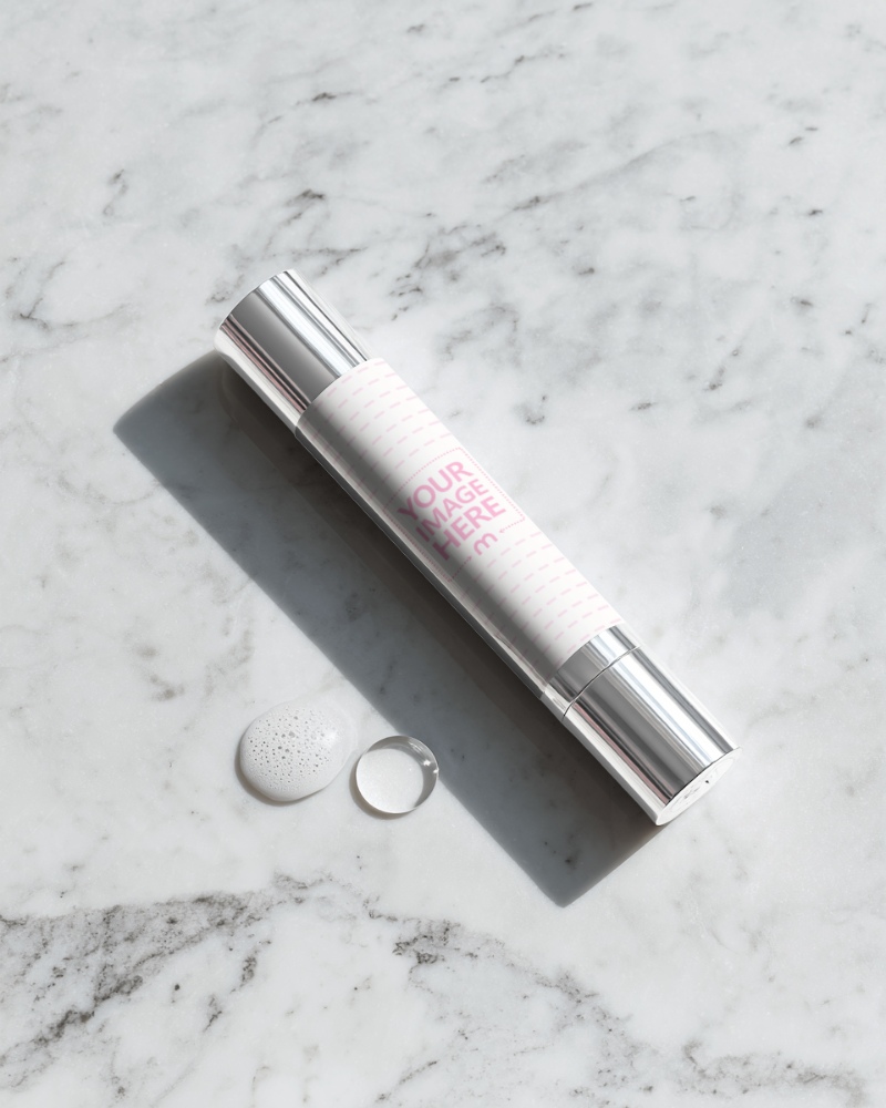 Tube Bottle Mockup on Marble Floor for Luxury Skincare Packaging preview image