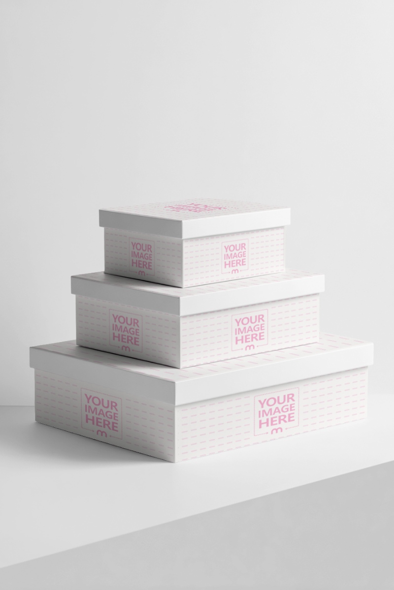 Rectangular Stacked Box Mockup on White Background preview image