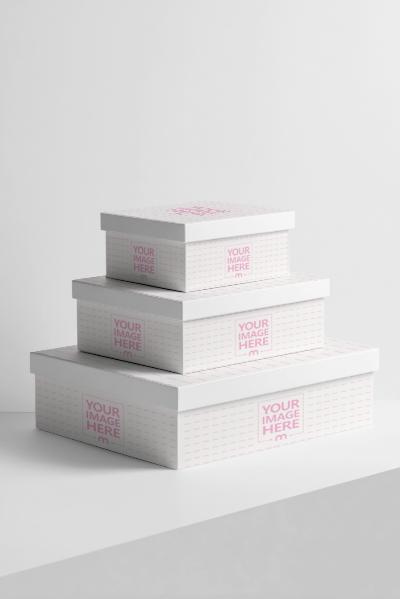 Rectangular Stacked Box Mockup on White Background