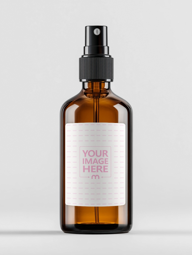Spray Bottle Mockup on White Background for Herbal Product Design preview image