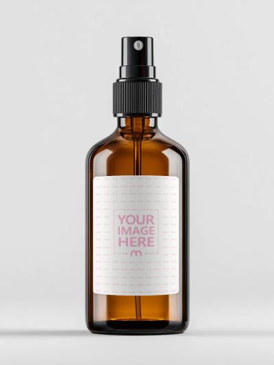 Spray Bottle Mockup on White Background for Herbal Product Design