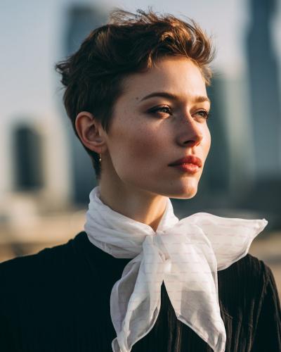 Scarf Mockup on Woman Outdoors for Fashion Accessories Design