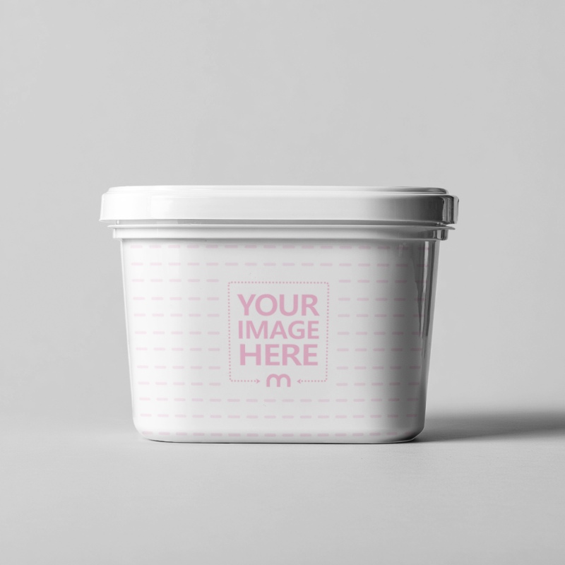 Square Ice-Cream Bucket Mockup on White Background preview image