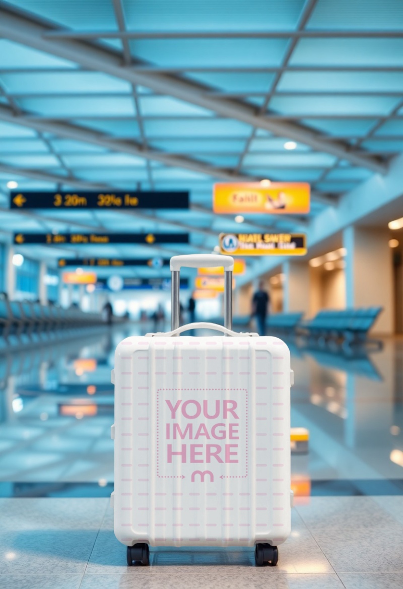 Baggage Mockup on Airport Floor for Travel Gear Advertisement preview image