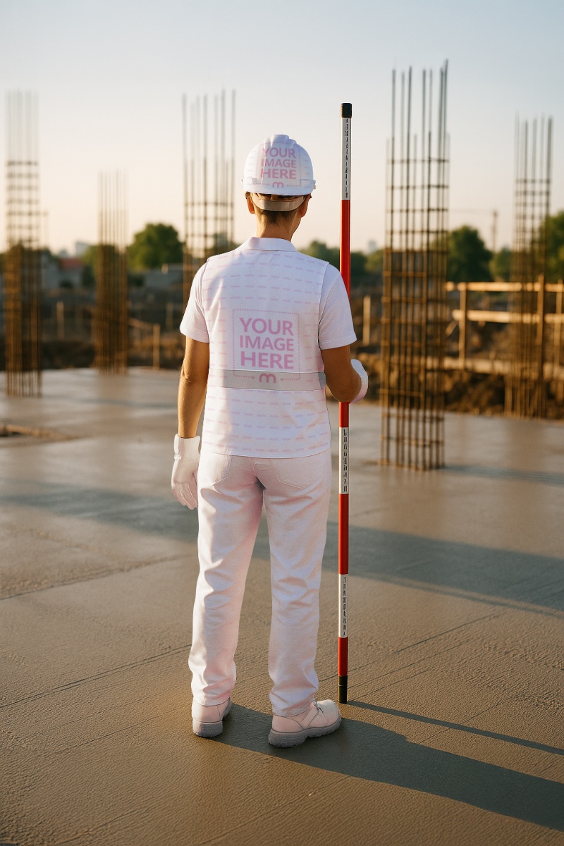 Back View Safety Vest Mockup with Man Holding Pole Back View Safety Vest Mockup with Man Holding Pole preview image