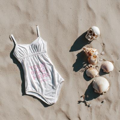 Top View Dress Mockup on Sand with Skulls for Halloween Themed Look