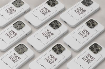 Set of iPhone 17 Pros Case Mockup on White Background