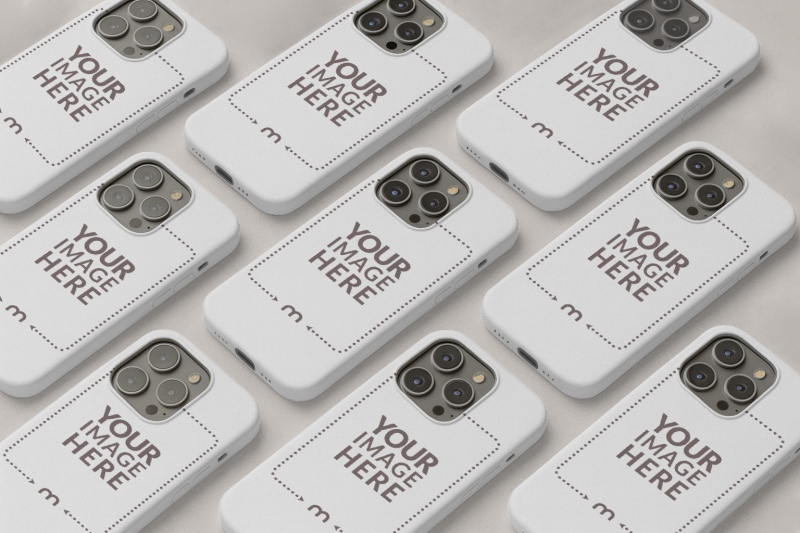 Set of iPhone 16 Pros Case Mockup on White Background preview image