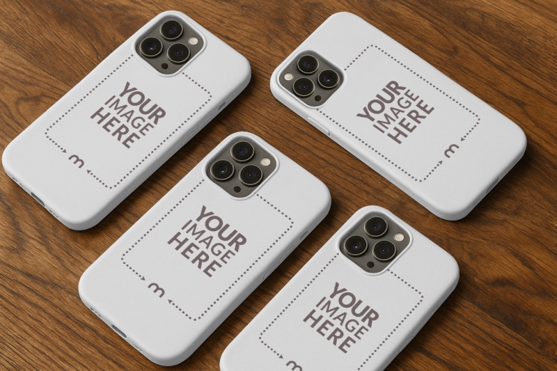 Set of iPhone 16 Pro Case Mockup on Wooden Floor preview image