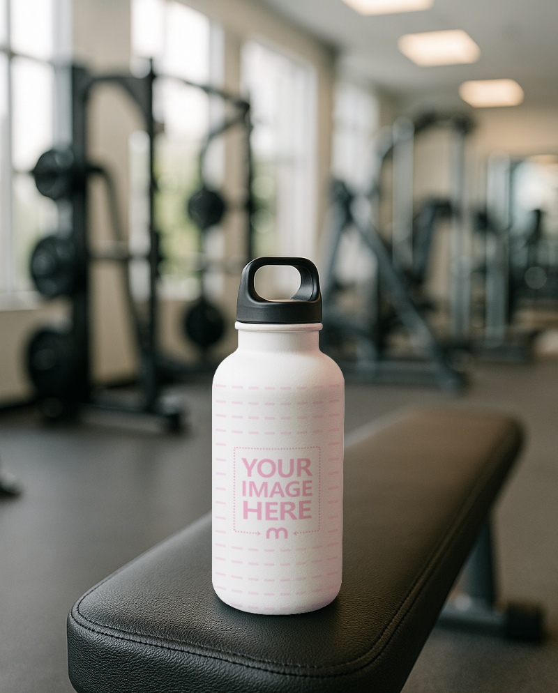 Tumbler Bottle Mockup with Gym Equipment in Fitness Studio preview image