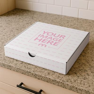 Pizza Box Mockup on Minimalist Kitchen Background