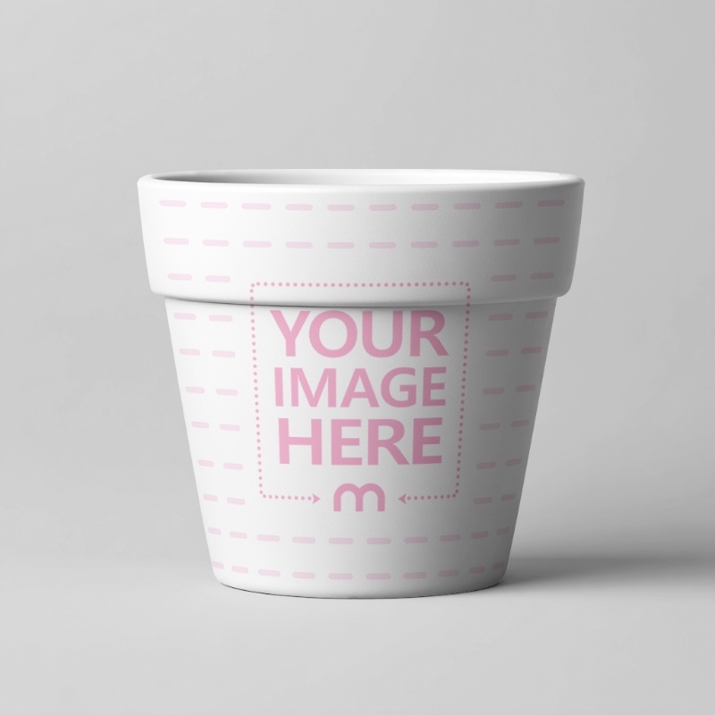 Flower Pot Mockup on White Background in Studio preview image