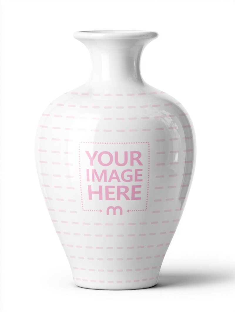 Flower Vase Mockup on Editable White Background preview image