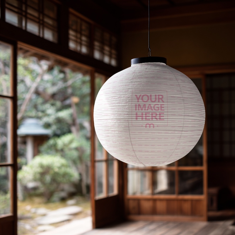 Lantern Mockup Inside Wooden House for Festive Decorations preview image
