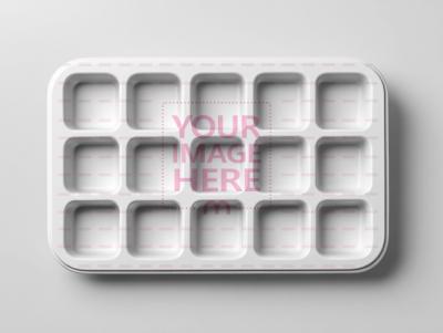 Paint Tray Palette Mockup on White Background with Clean Layout