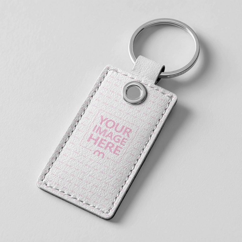 Leather Tag Keychain Mockup in Isolated Background preview image